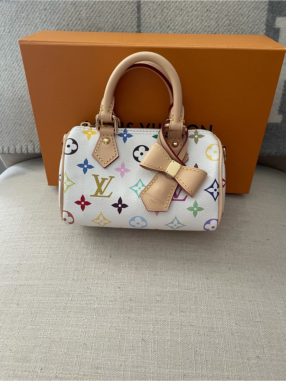Louis Vuitton x Takashi Murakami Nano Speedy White Multicolor NEW